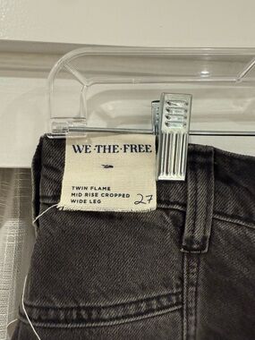 WE THE FREE Twin Flame Mid-Rise Cropped Wide Leg Jeans - Washed Black